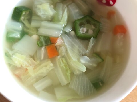 冷蔵庫野菜にオクラをプラスでスープ☆